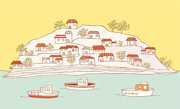 Vector illustration of Fishing Village