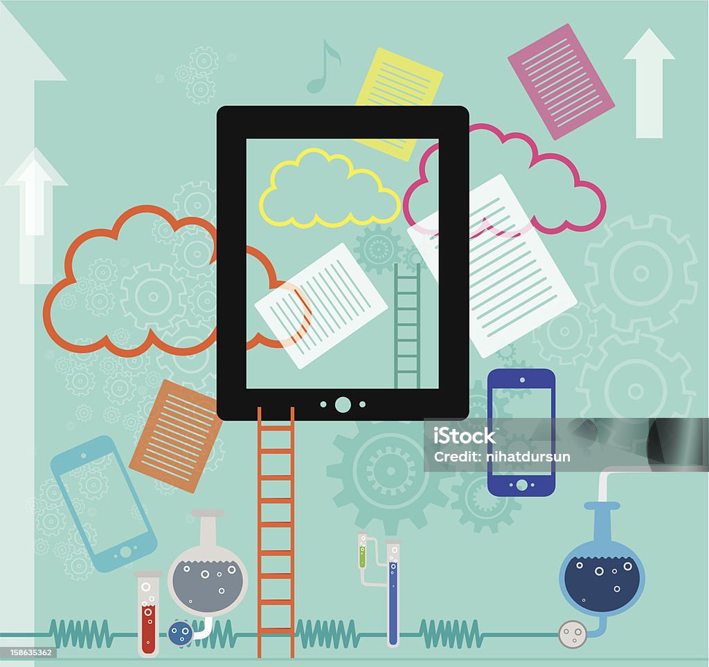 Clouds Computing with Tablet PC Illustration of cloud technology. Accessibility stock vector Clouds Computing with Tablet PC Illustration of cloud technology. Accessibility stock vector