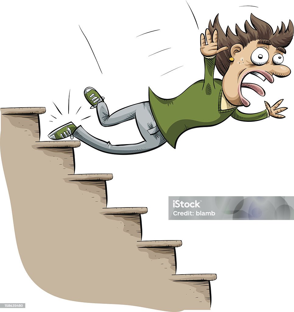 Chute des escaliers - clipart vectoriel de Accident bénin libre de droits