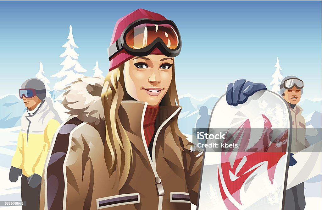 Snowboard Dziewczyna - Grafika wektorowa royalty-free (Okulary narciarskie)