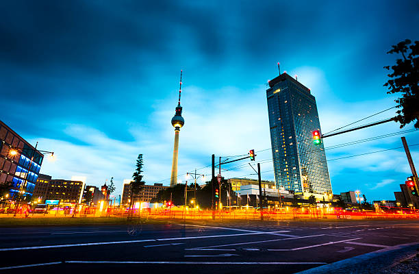 berlin alexanderplatz – - berlin germany urban road panoramic germany stock-fotos und bilder