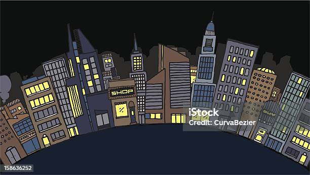 Ilustración de Vector Ciudad Por La Noche y más Vectores Libres de Derechos de Ciudad - Ciudad, Aire libre, Arquitectura