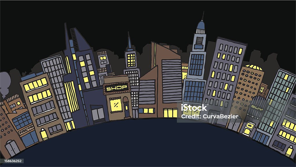 Vector city at night Sketchy city. City stock vector