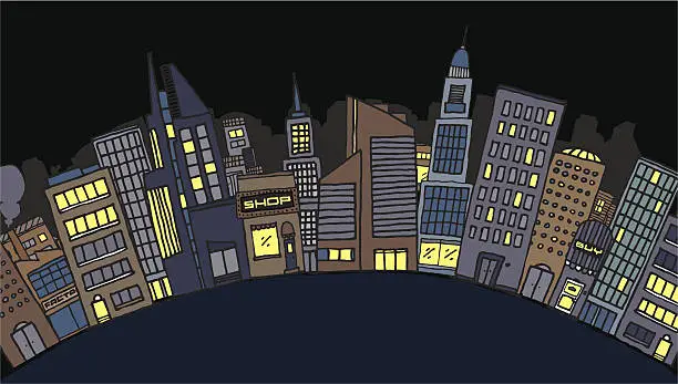 Vector illustration of Vector city at night