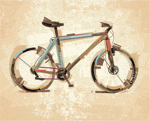 Bike Sktech Image shows a bike in sketchy art; vectorimage with only one layer, without opening shapes and gradients; big jpeg (350DPI); digital drawing with free wild style; fantasy drawing; include grunge-retro patterns vintage tire stock illustrations