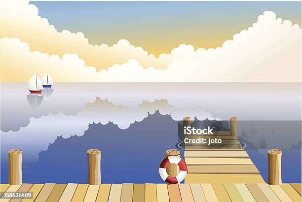 Nightfall At The Pier Stock Illustration - Download Image Now - Pier, Illustration, Nautical Vessel