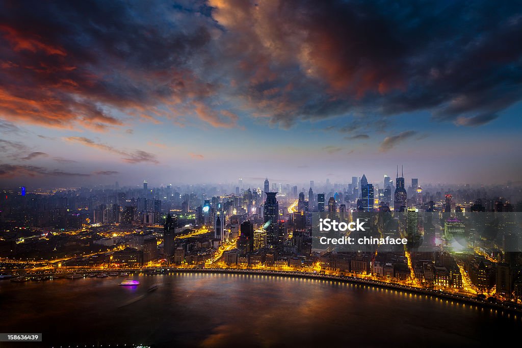 Noite de Xangai - Royalty-free Anoitecer Foto de stock