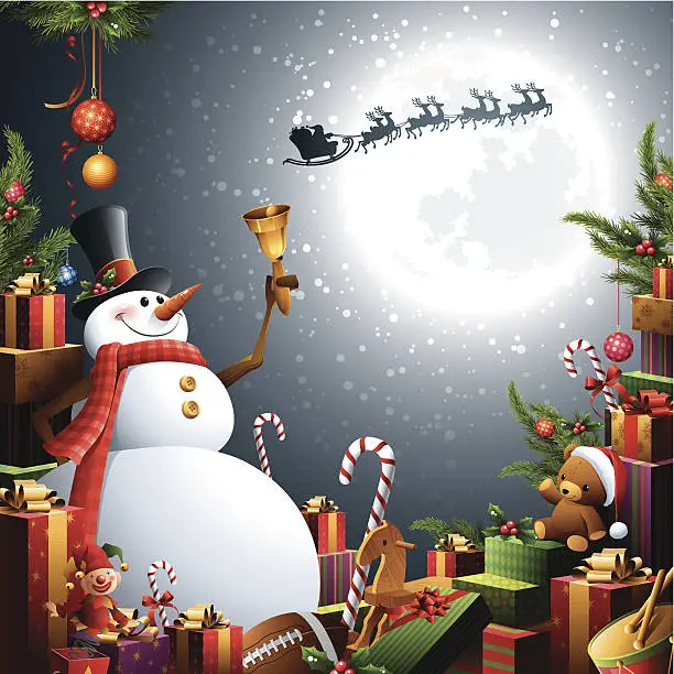 Vector illustration of Snowman - Christmas Gifts & Toys