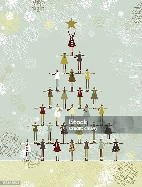 Christmas Tree Of Children Stock Illustration - Download Image Now - Christmas, Christmas Card, People