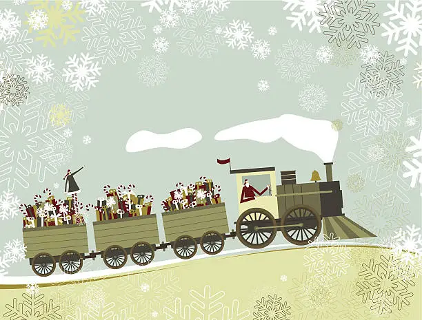 Vector illustration of Santa's christmas train
