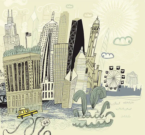Vector illustration of Chicago USA