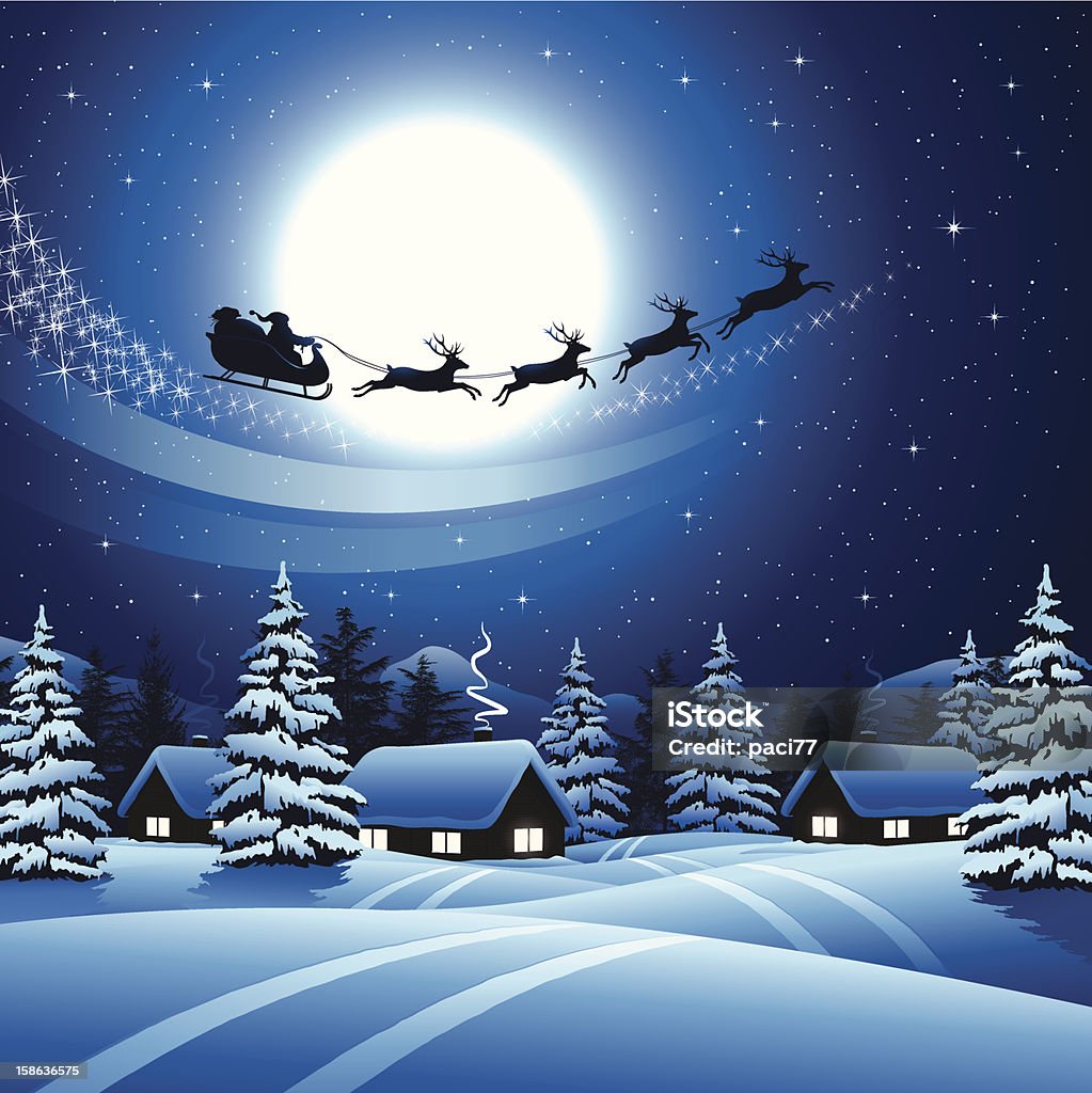 Santa Claus flying in the sky Vector llustration of Santa Claus. Hi-res jpg included (6000x6000px) and EPS-8 file. Santa Claus stock vector