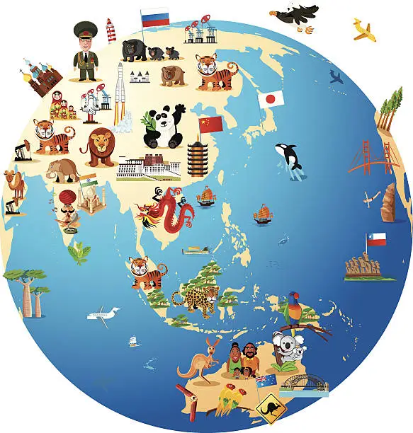 Vector illustration of Cartoon map of World