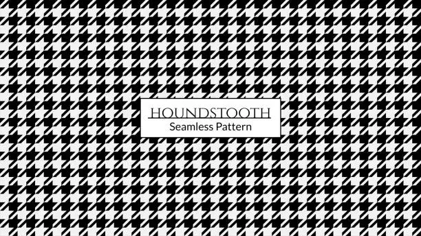 Vector illustration of Vector image of black and white large houndstooth pattern. Abstract concept english glen plaid graphic element for fashion