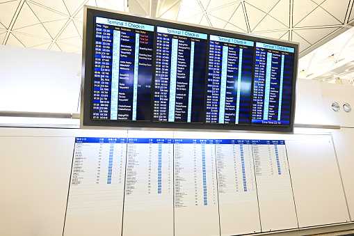 Flighting information board at Hong Kong International AirportInternational Airport - 03/16/2023 23:23:10 +0000.