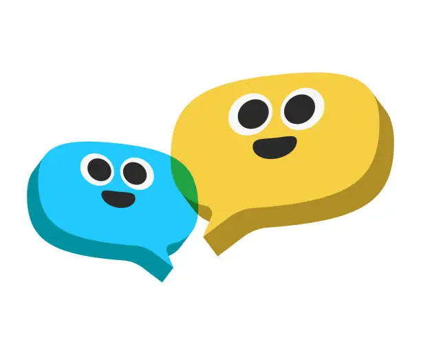 Vector illustration of Emoticons on three dimensional speech bubbles