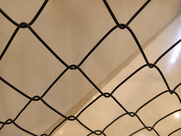 istock close up of geometric fence texture. blurred wall background. 1586545532