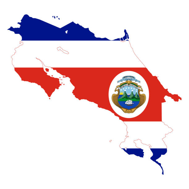 flaga mapy kostaryki. projekt wektorowy izolowany na białym tle - flaga kostaryki stock illustrations