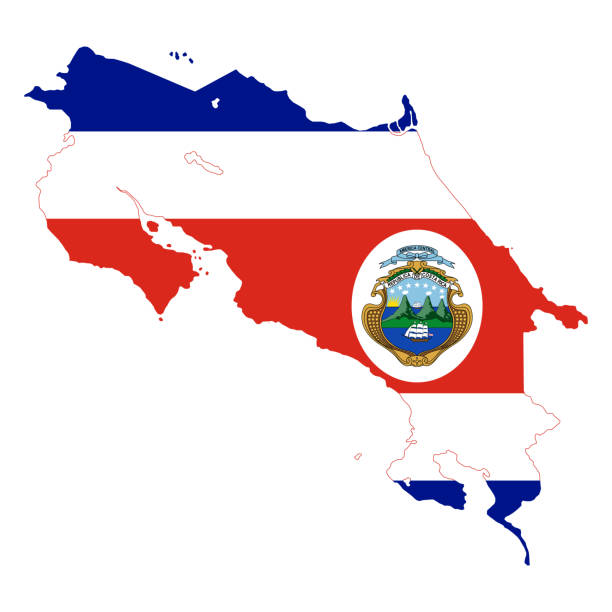 ilustrações, clipart, desenhos animados e ícones de bandeira do mapa da costa rica. design vetorial isolado no fundo branco - bandeira da costa rica