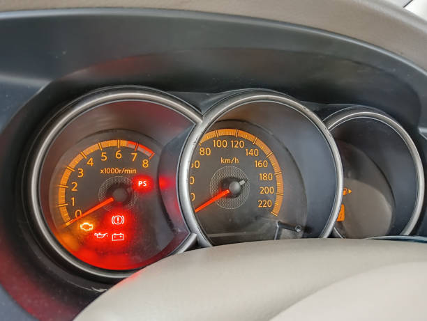 istock The speedometer of a modern car. 1586563700