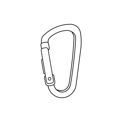 Hand drawn Kids drawing Cartoon Vector illustration carabiner clip icon Isolated on White Background
