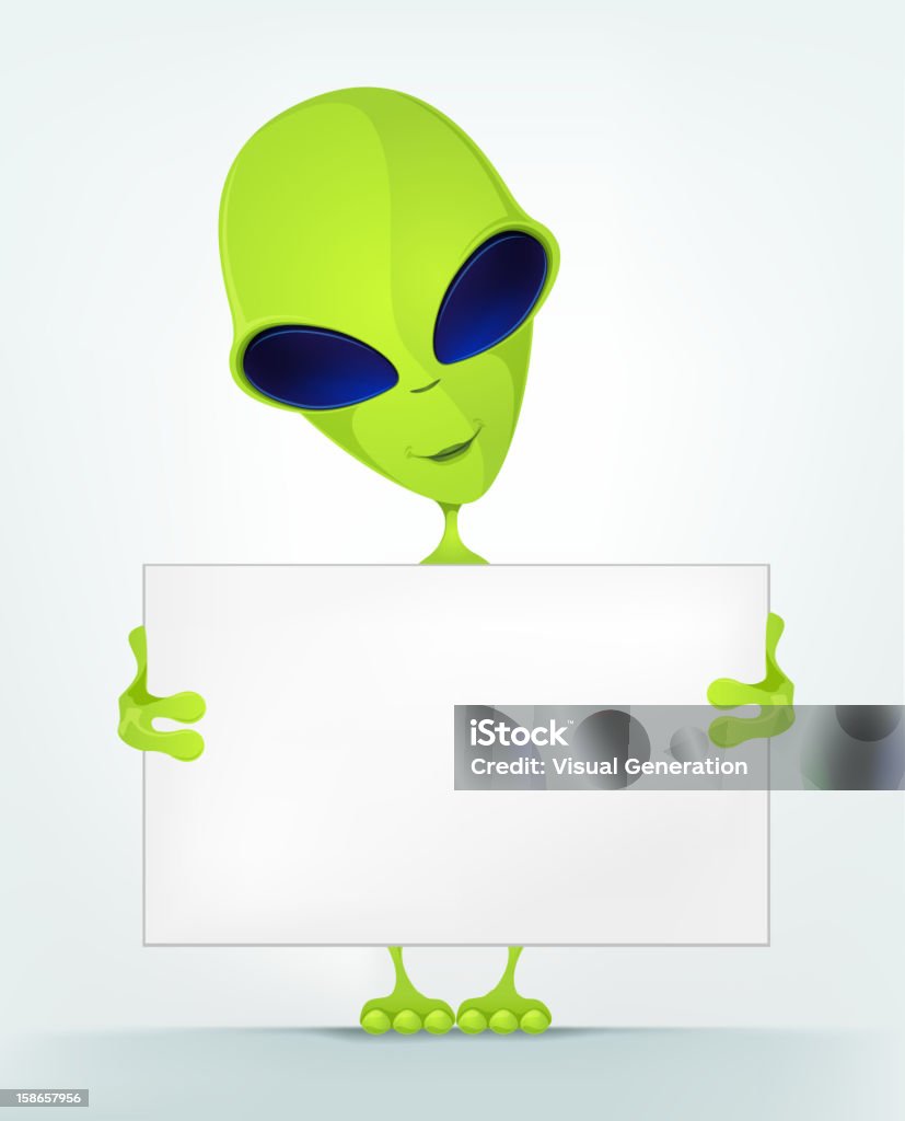 Funny Alien Cartoon Character Funny Alien on Vignette Background. Vector EPS 10. The Artwork Has Transparent Objects. Alien stock vector