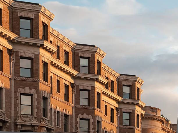 boston back bay brownstones - boston massachusetts new england back bay foto e immagini stock