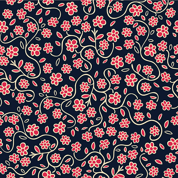 Red flowers Seamless background pattern with many flowers tree repetition single flower flower stock illustrations