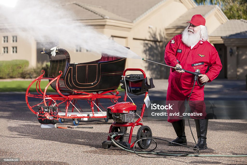 Real Santa Waschen Schlitten - Lizenzfrei Weihnachtsmann Stock-Foto