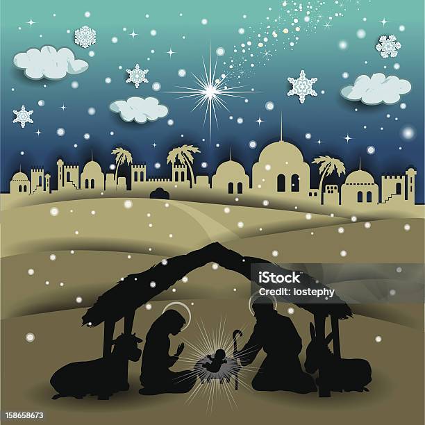 Crib Collage Silhouettes Black Square Stock Illustration - Download Image Now - In Silhouette, Night, Sky