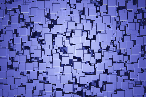 Blue abstract texture, background, art style with cubic shapes. Futuristic 3D background