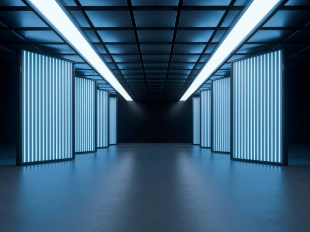 istock Abstract Futuristic Geometric Neon Light Background 1586599177
