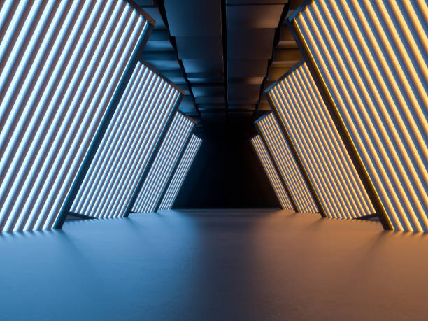 istock Abstract Futuristic Geometric Neon Light Background 1586599203