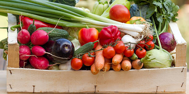 istock Organic vegetables in the crates 158662123