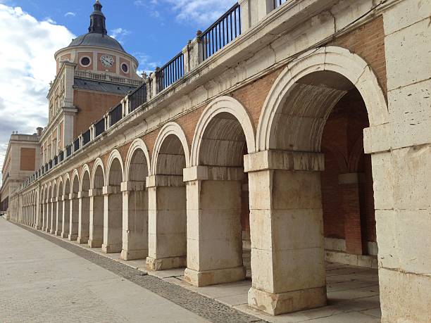 Stone arches in the corridors of the palace of Aranjuez