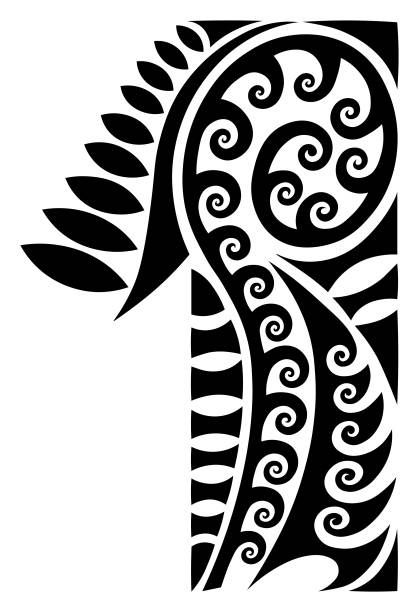 illustrazioni stock, clip art, cartoni animati e icone di tendenza di ornamentale number one in stile maori pacific - tatuaggi maori