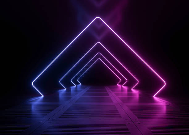 effet de néon 3d avec fond noir brillant - dance floor dancing floor disco dancing photos et images de collection