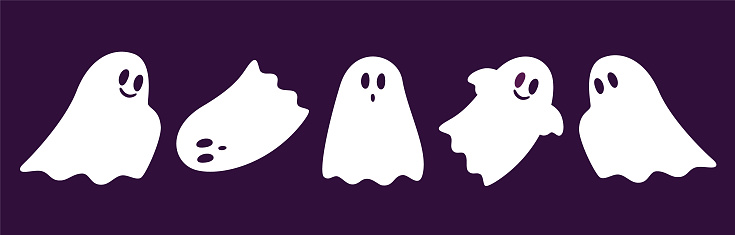 Ghost illustration set, simple and cute character