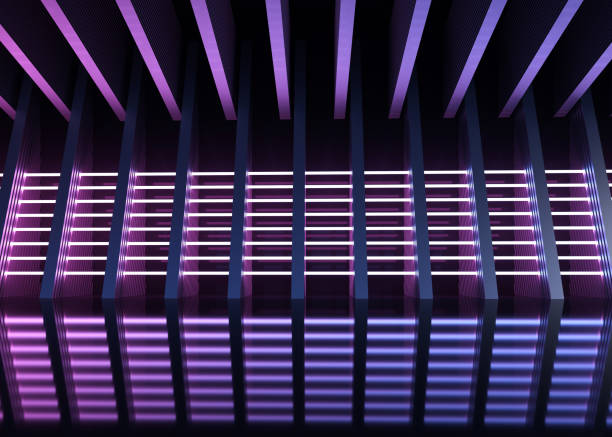 istock Abstract Futuristic Geometric Neon Light Background 1586655347