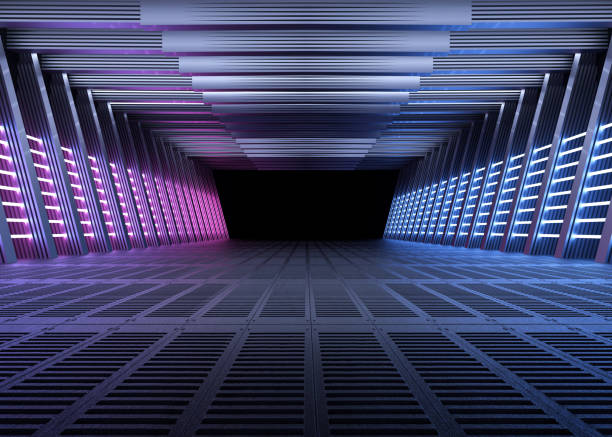 istock Abstract Futuristic Geometric Neon Light Background 1586655417