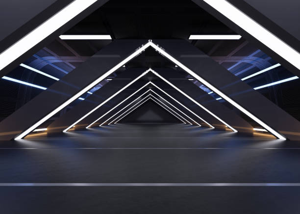 istock Abstract Futuristic Geometric Neon Light Background 1586662440