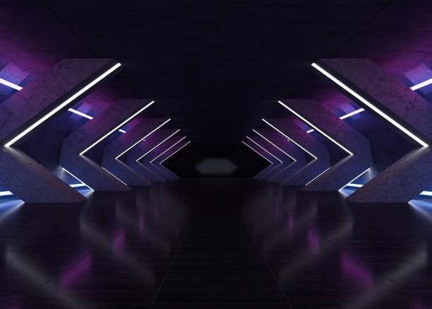 istock Abstract Futuristic Geometric Neon Light Background 1586662449