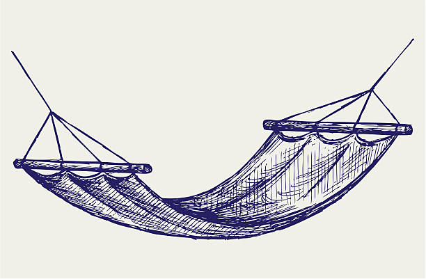 Hammock Hammock. Suspension device for the rest. Doodle style hammock stock illustrations