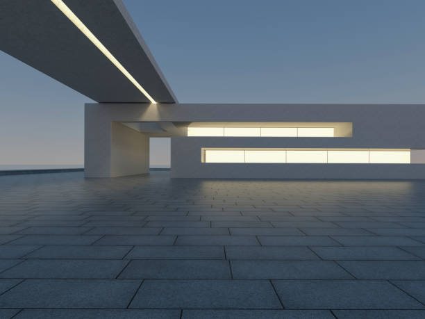 近代建築の空の正方形の正面 - 2603 ストックフォトと画像