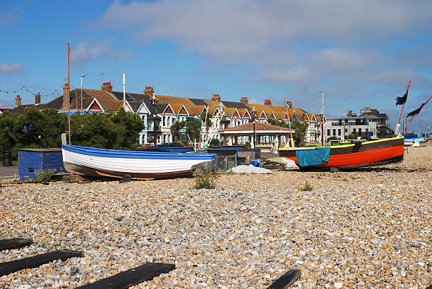 istock Fishing boats on beach. Worthing. England 158669716