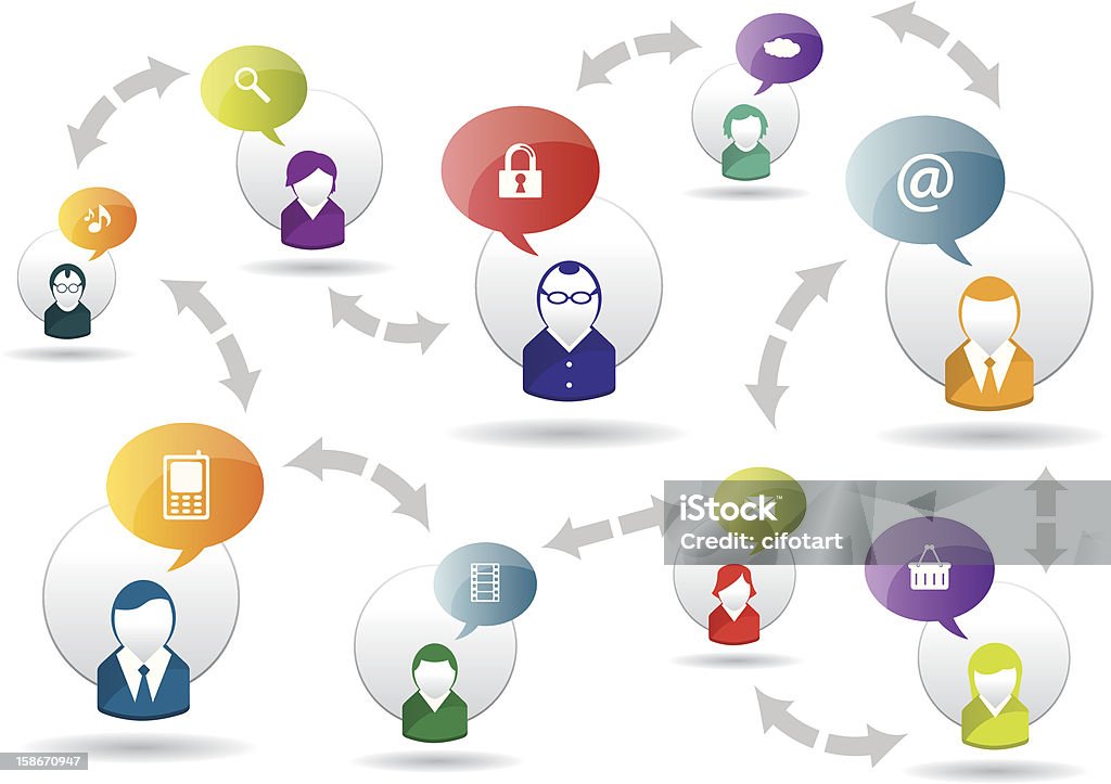 Les médias sociaux et internet d'affaires - clipart vectoriel de Abstrait libre de droits