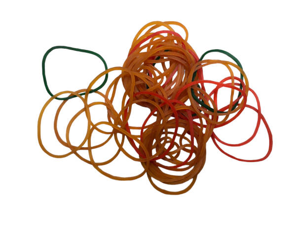 istock Heap of rubber bands, isolated on white background 1586734960