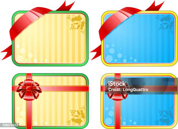 Conjunto De Quatro Cartas De Natal - Arte vetorial de stock e mais imagens de Azul - Azul, Bola de Árvore de Natal, Cartão de Saudações