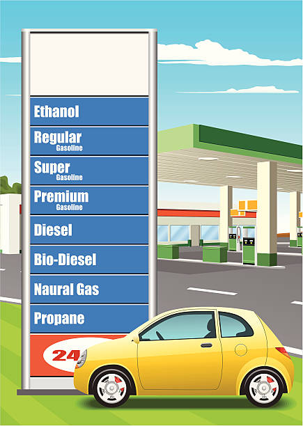 ceny stacji tankowania modułu - fuel pump gasoline natural gas gas station stock illustrations