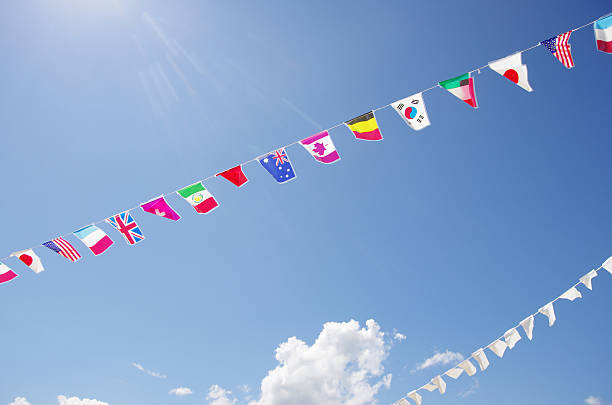 flags of many nations on a field day